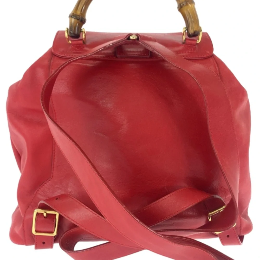 Gucci Vintage Red Leather Backpack - Rank AB